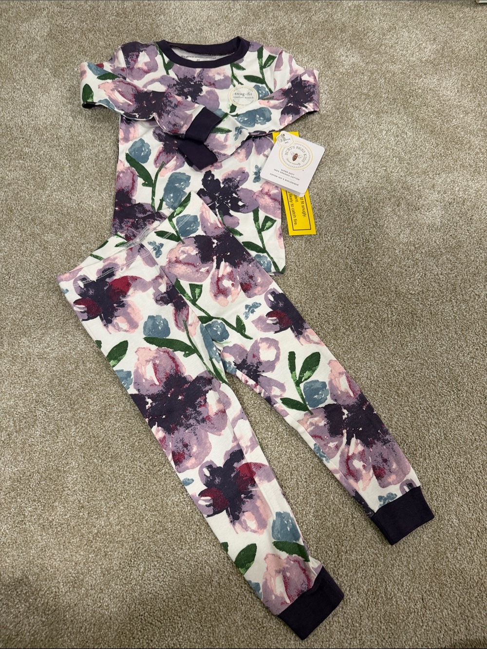 Burt's Bees Baby Floral Two-Piece Pajama Set - Purple, Pink & Green